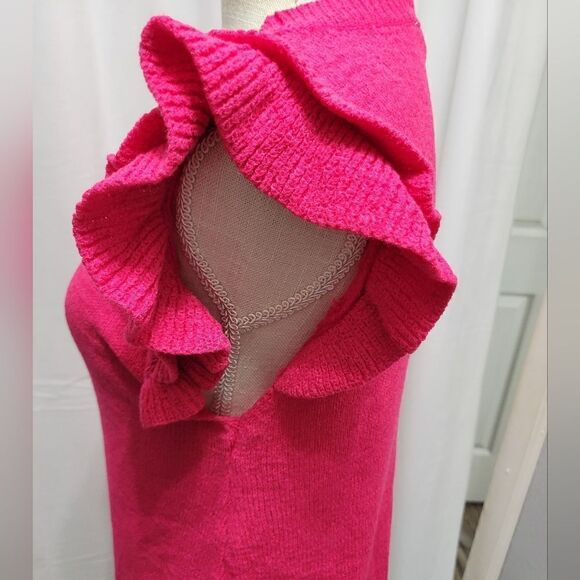 Jodifl pink knit top Ruffle Sleeves Sz Small - Picture 4 of 10